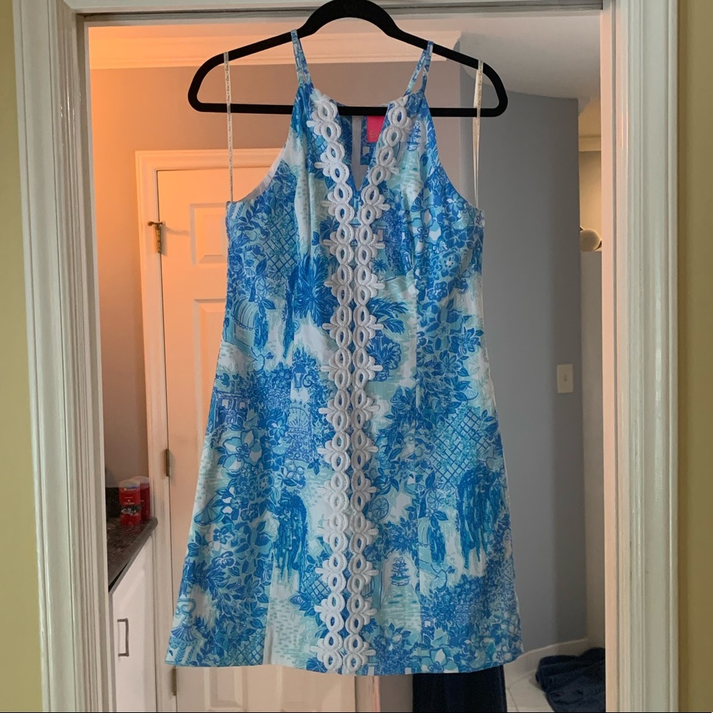 Lilly Pulitzer Succulent Blue Sea Cups Shift Dress